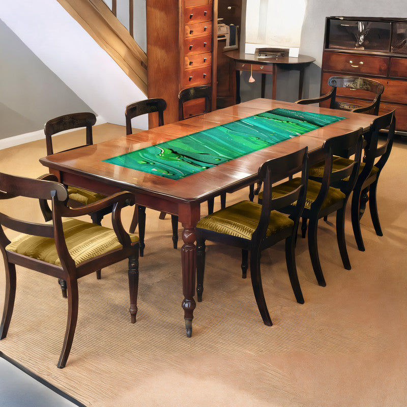 Green Paint Splash 160cm Table Runner
