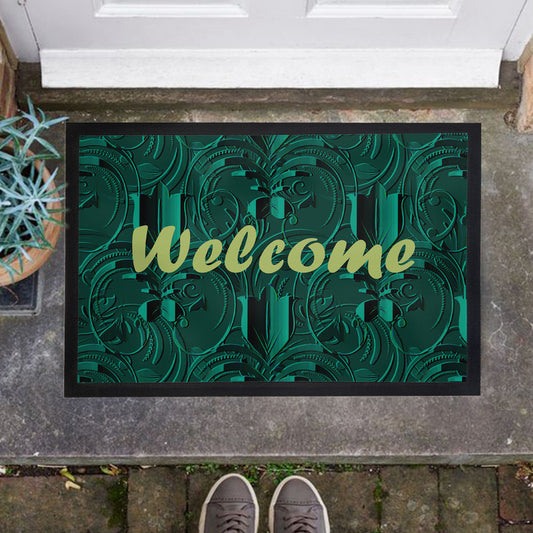Green Pattern Welcome Door Mat