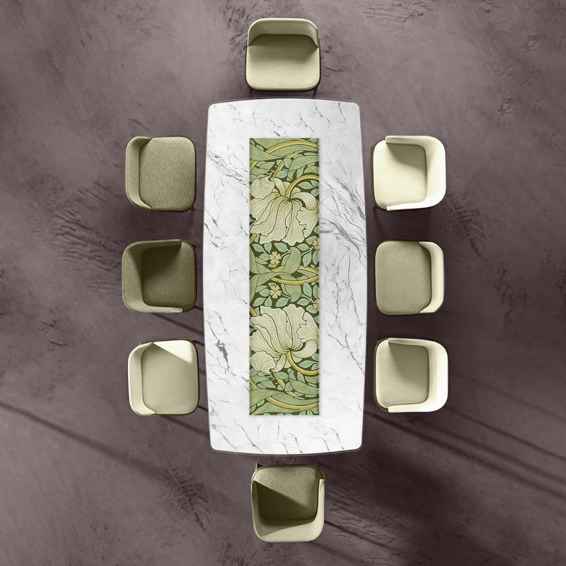 Green White Floral Jungle 160cm Table Runner