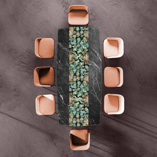 Green on Black Leaf Bouquet Table Runner  By Mark Van Vuuren