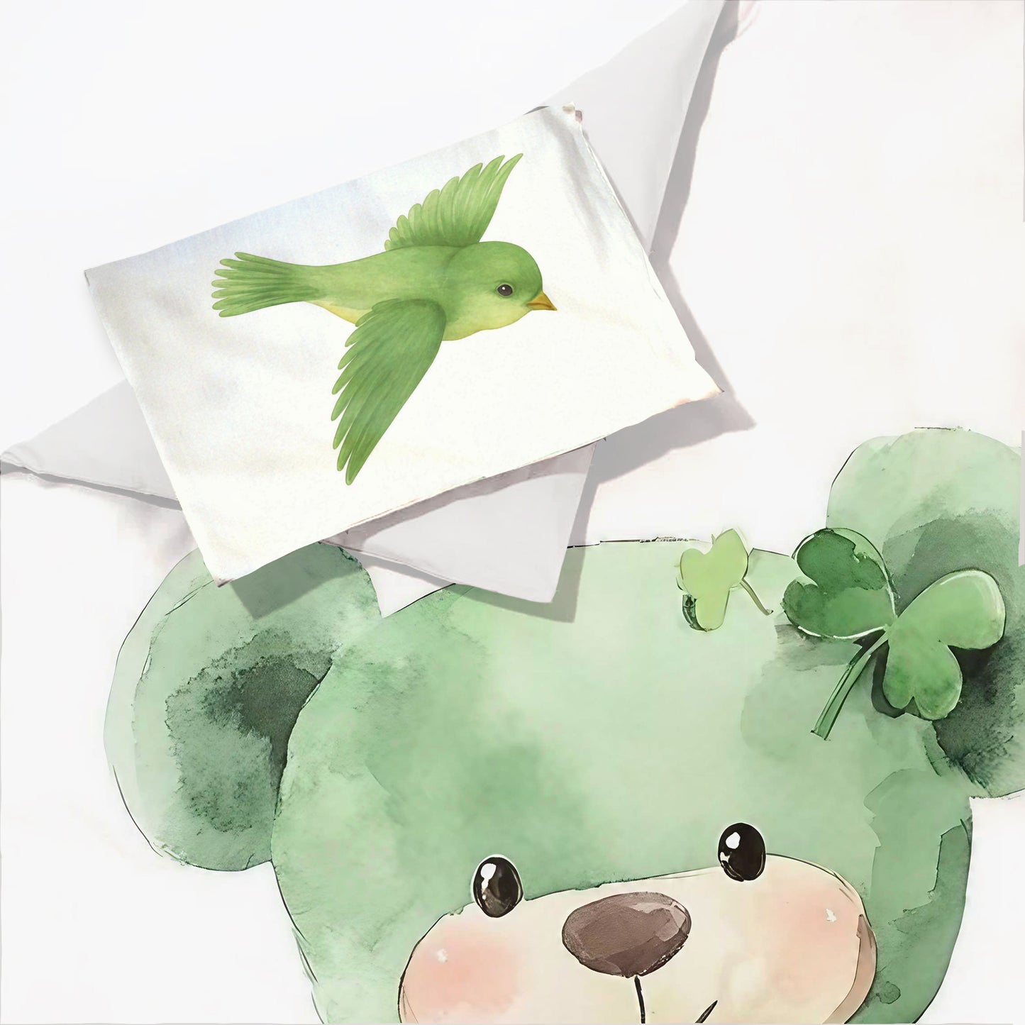 Green Bow Bear Cot Set