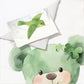 Green Bow Bear Cot Set