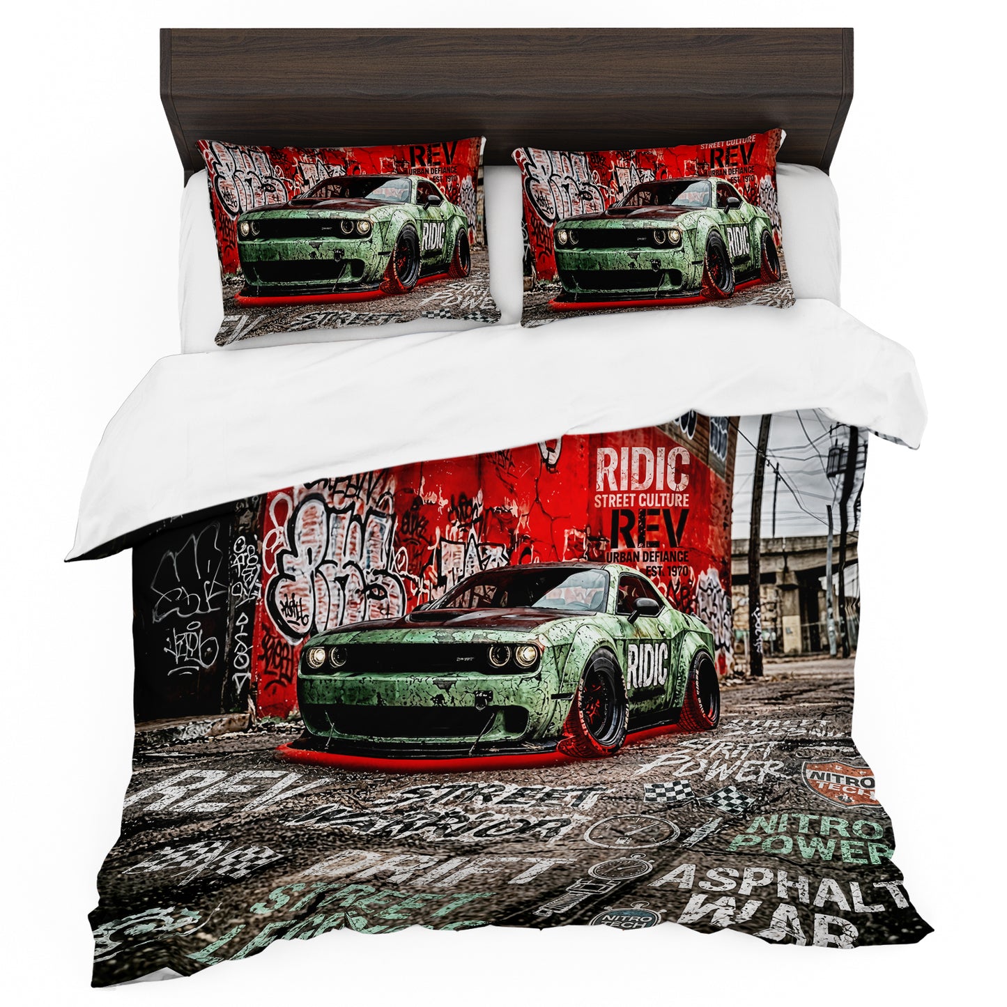 Green Challenger Racing Duvet Cover Set