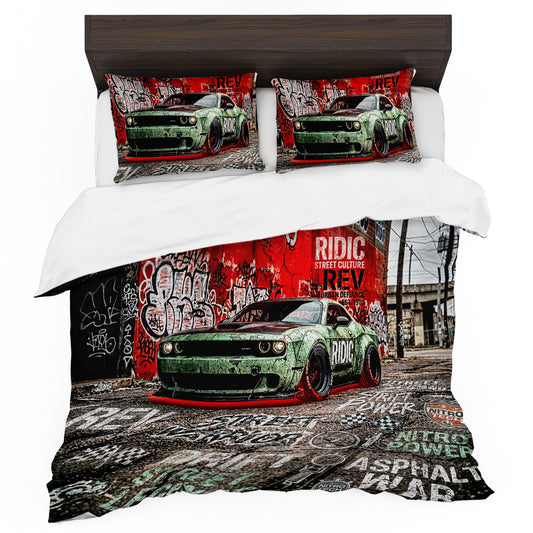 Green Challenger Racing Duvet Cover Set