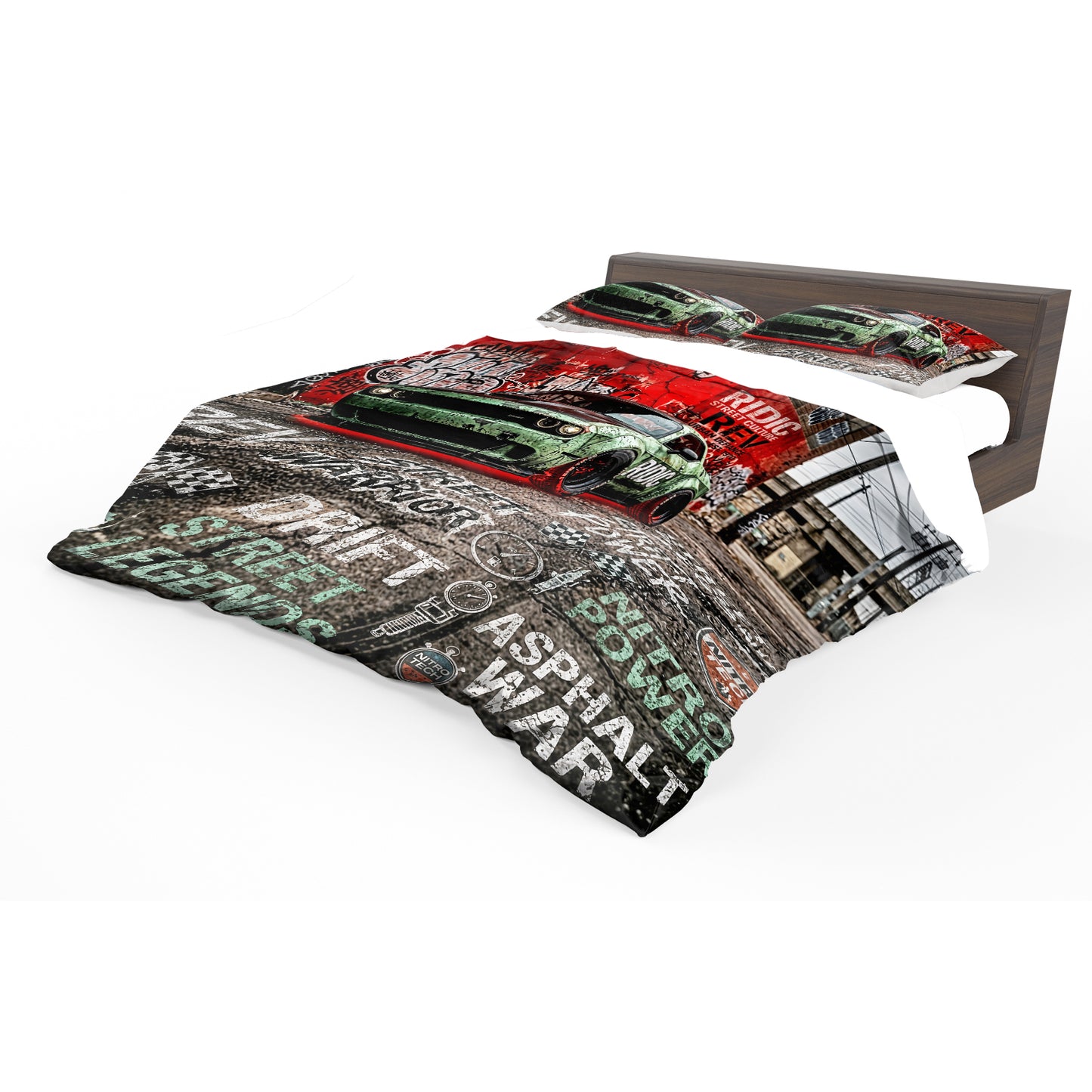 Green Challenger Racing Duvet Cover Set