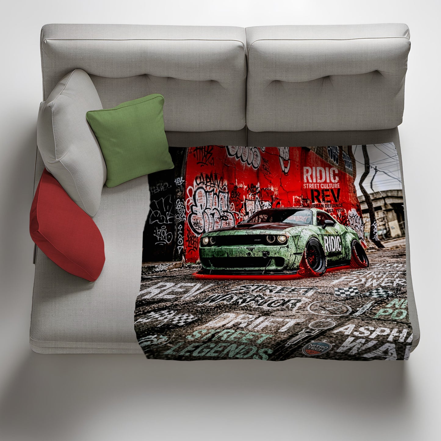 Green Challenger Racing Light Weight Fleece Blanket