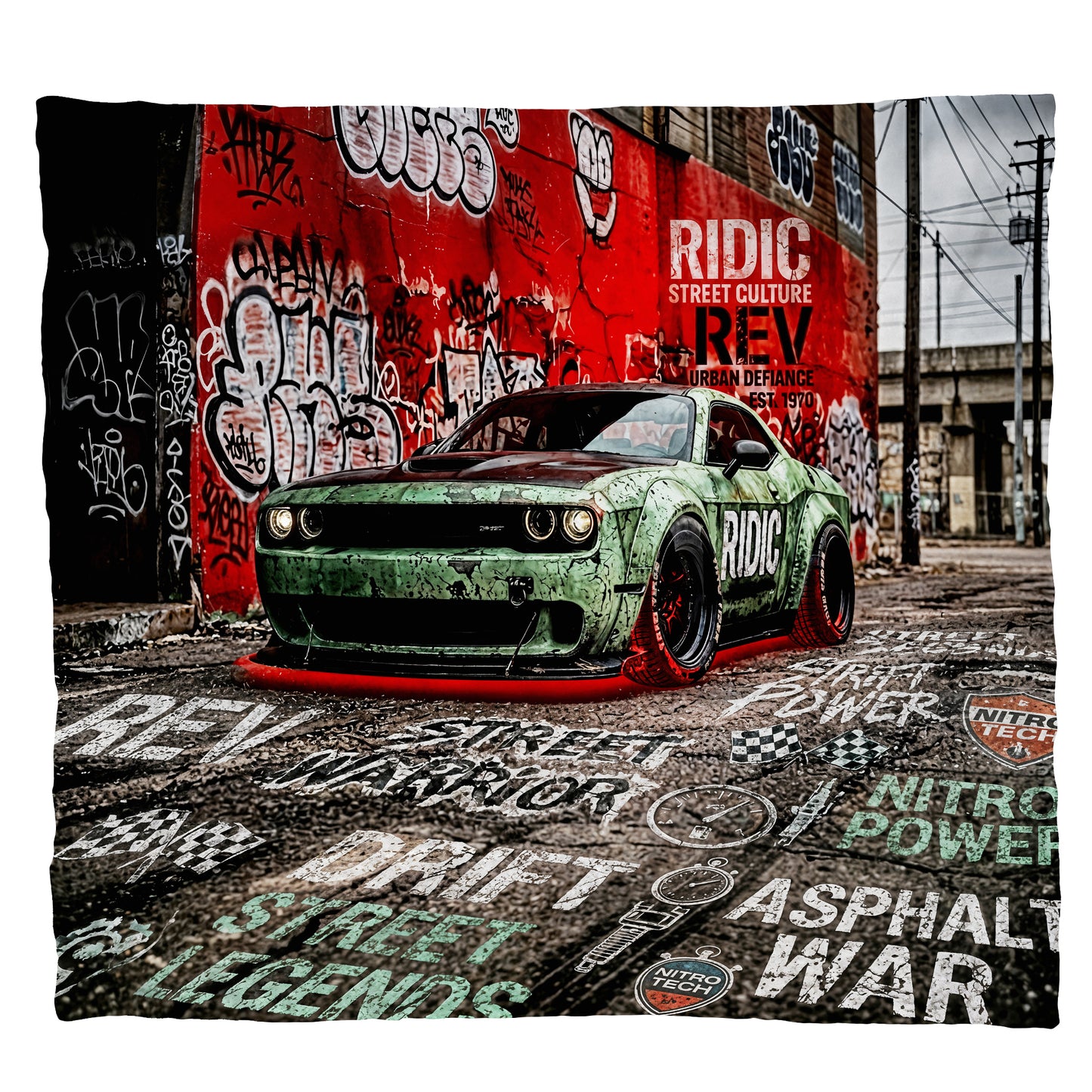Green Challenger Racing Light Weight Fleece Blanket