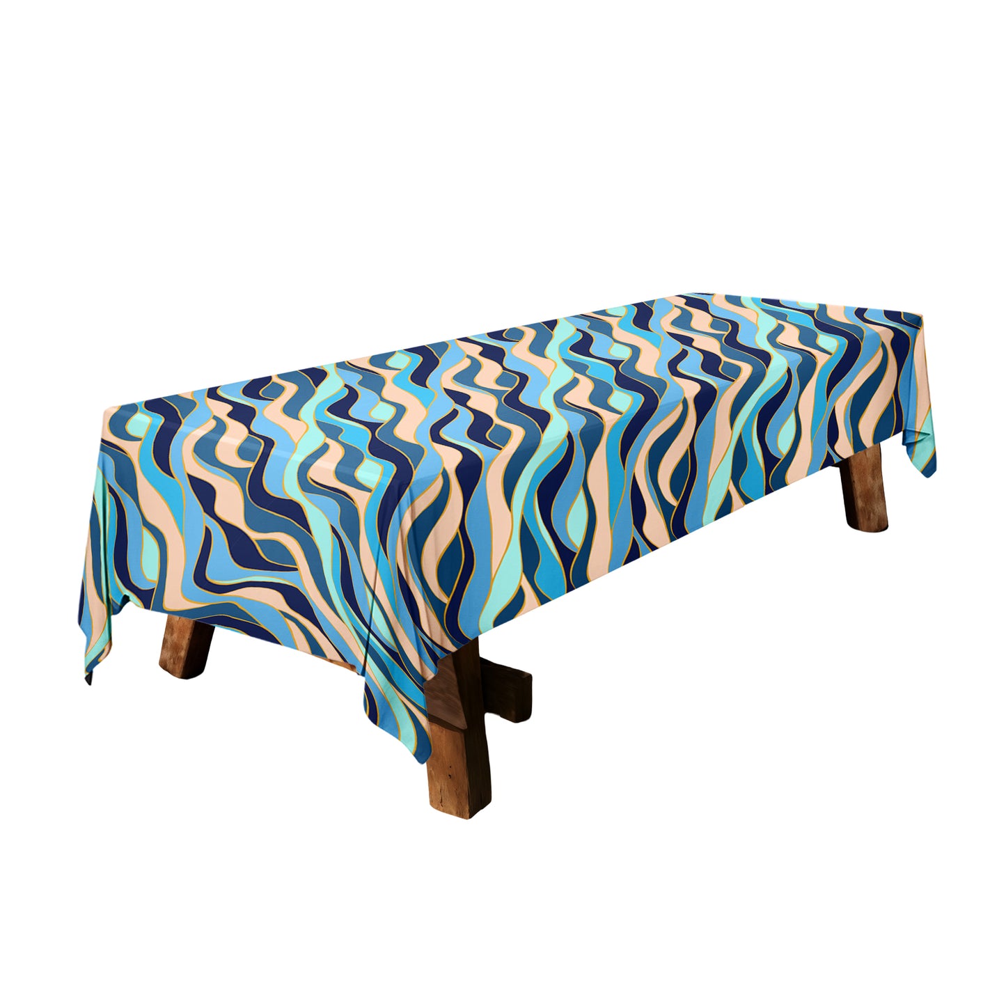 Green Diagonal Waves 3m Rectangle Tablecloth
