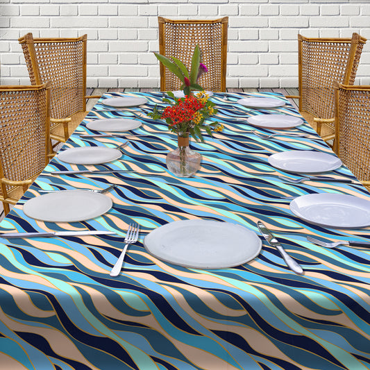 Green Diagonal Waves 3m Rectangle Tablecloth