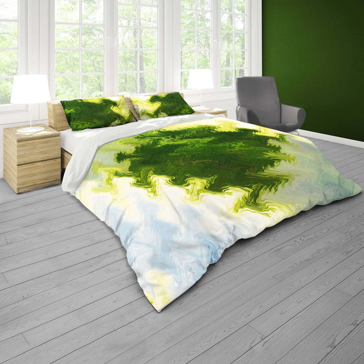 Green Diamond Duvet Cover Set