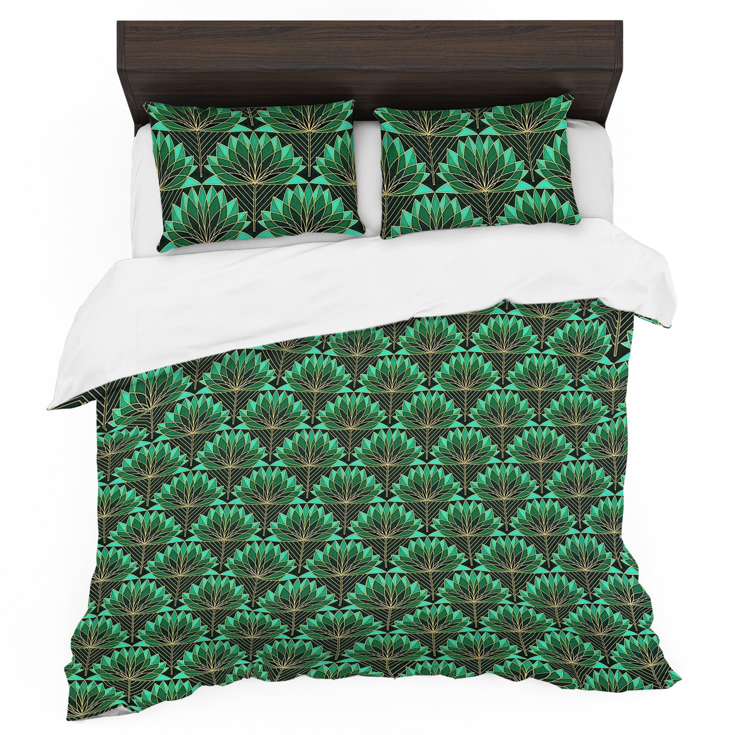 Green Fans Duvet Cover Set