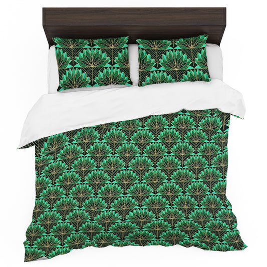 Green Fans Duvet Cover Set