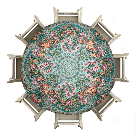 Green Floral 2,3m Round Tablecloth