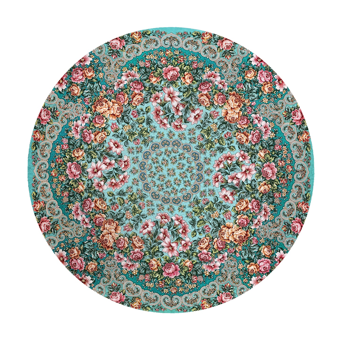 Green Floral 2,3m Round Tablecloth