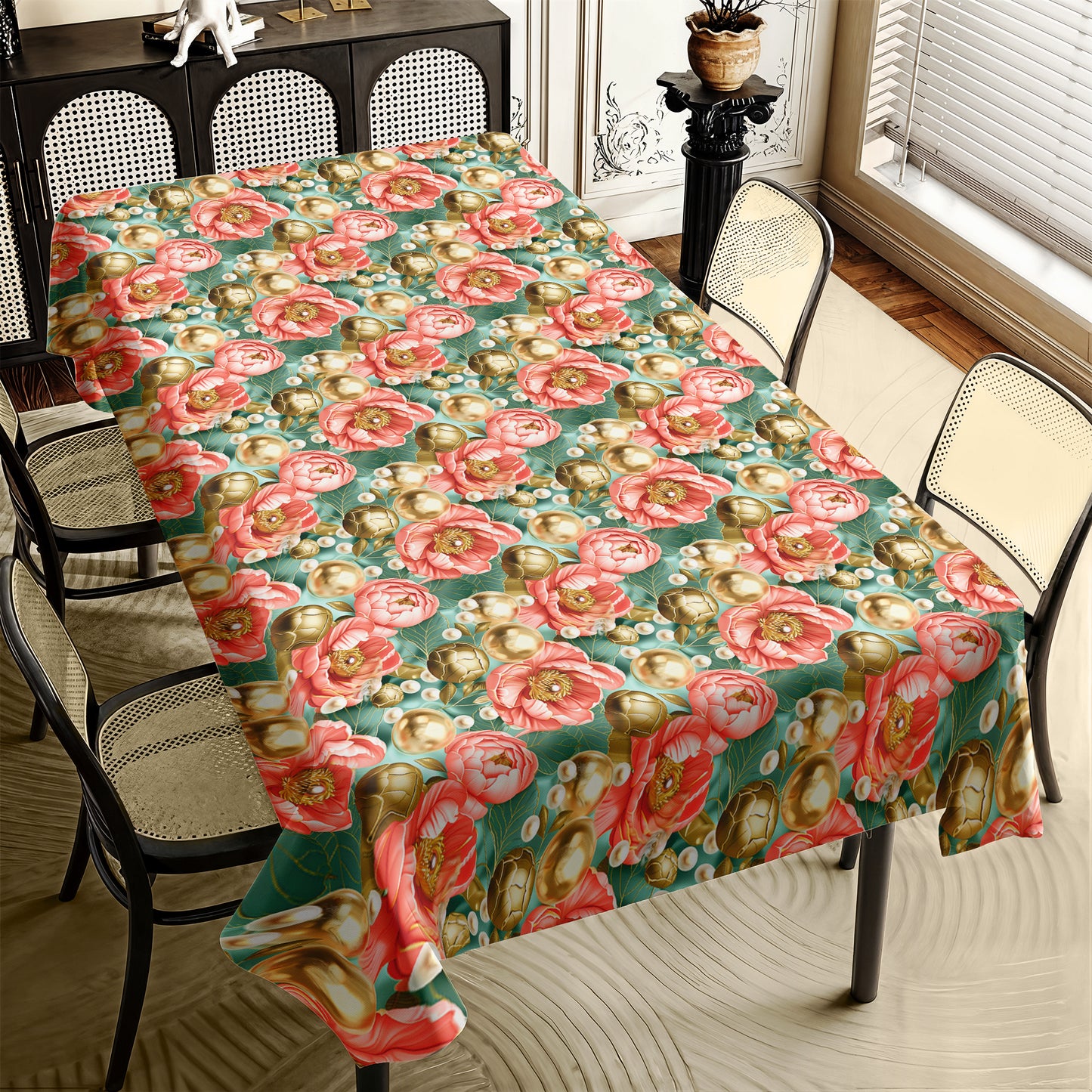 Green Gold And Apricot Rectangle Tablecloth