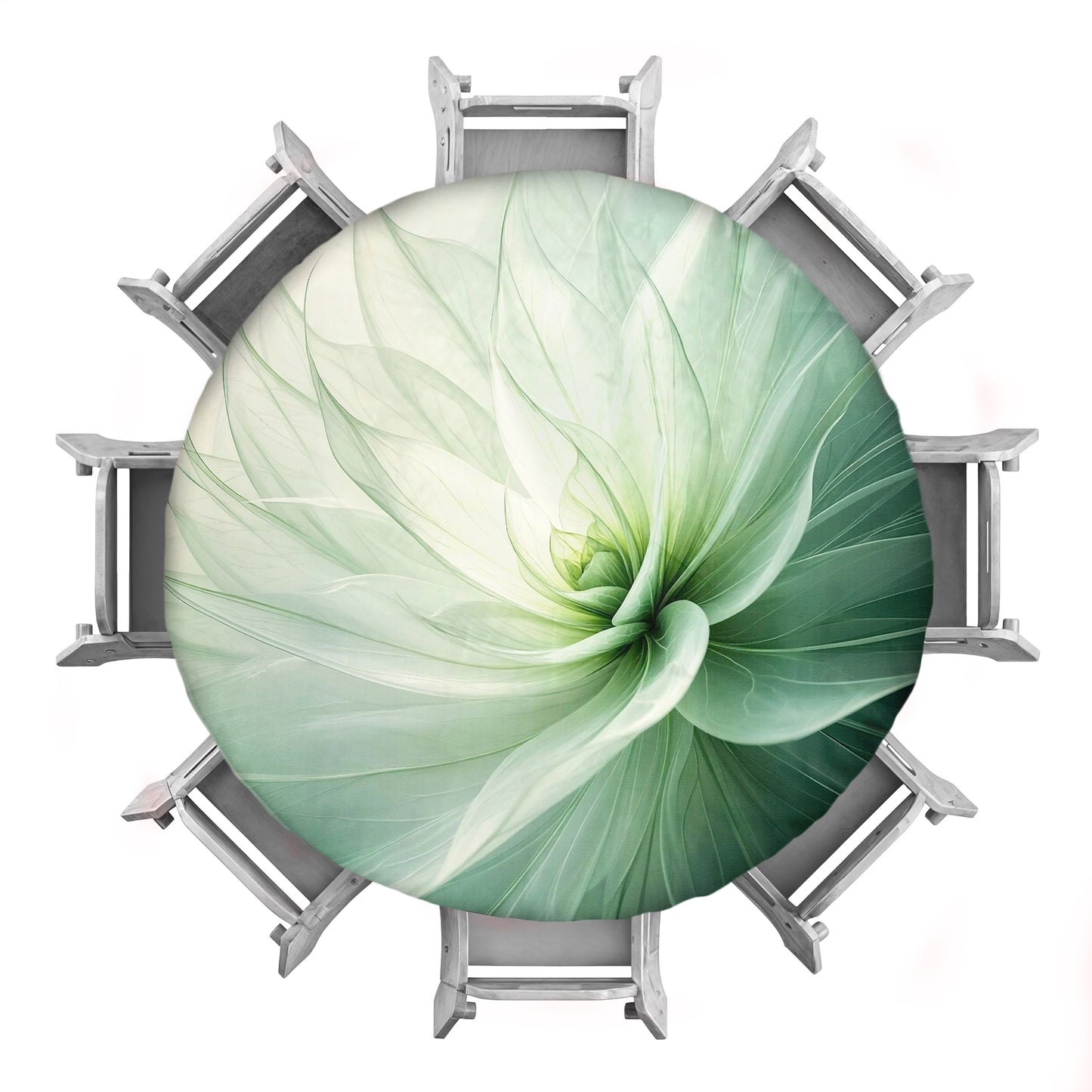 Green Leaves 2,3m Round Tablecloth