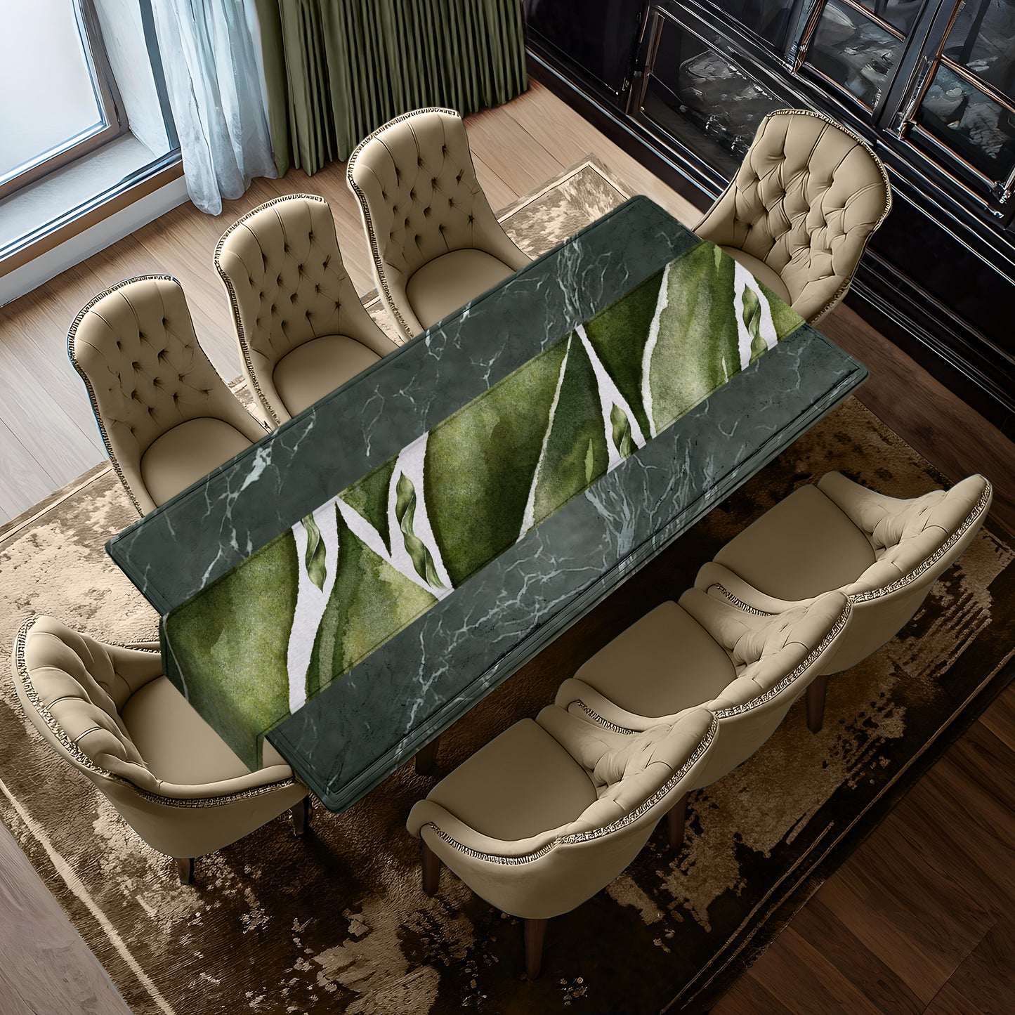 Green Leaves Close Up Table Runner by Mark van Vuuren
