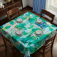 Green Leaves on Rustic Grey Square Tablecloth By Mark van Vuuren