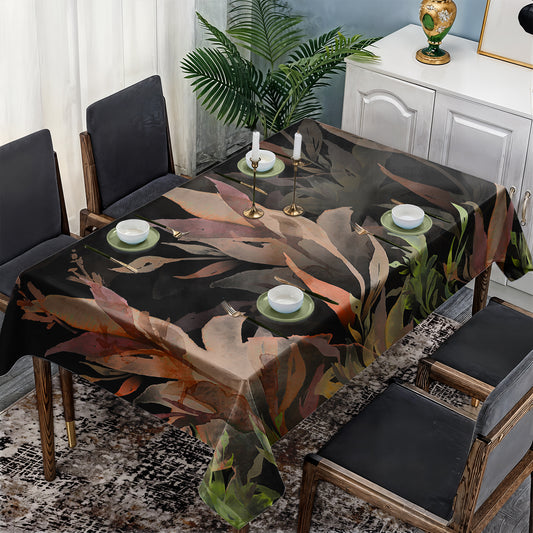 Green Leaves on a Black Background Rectangle Tablecloth By Mark Van Vuuren