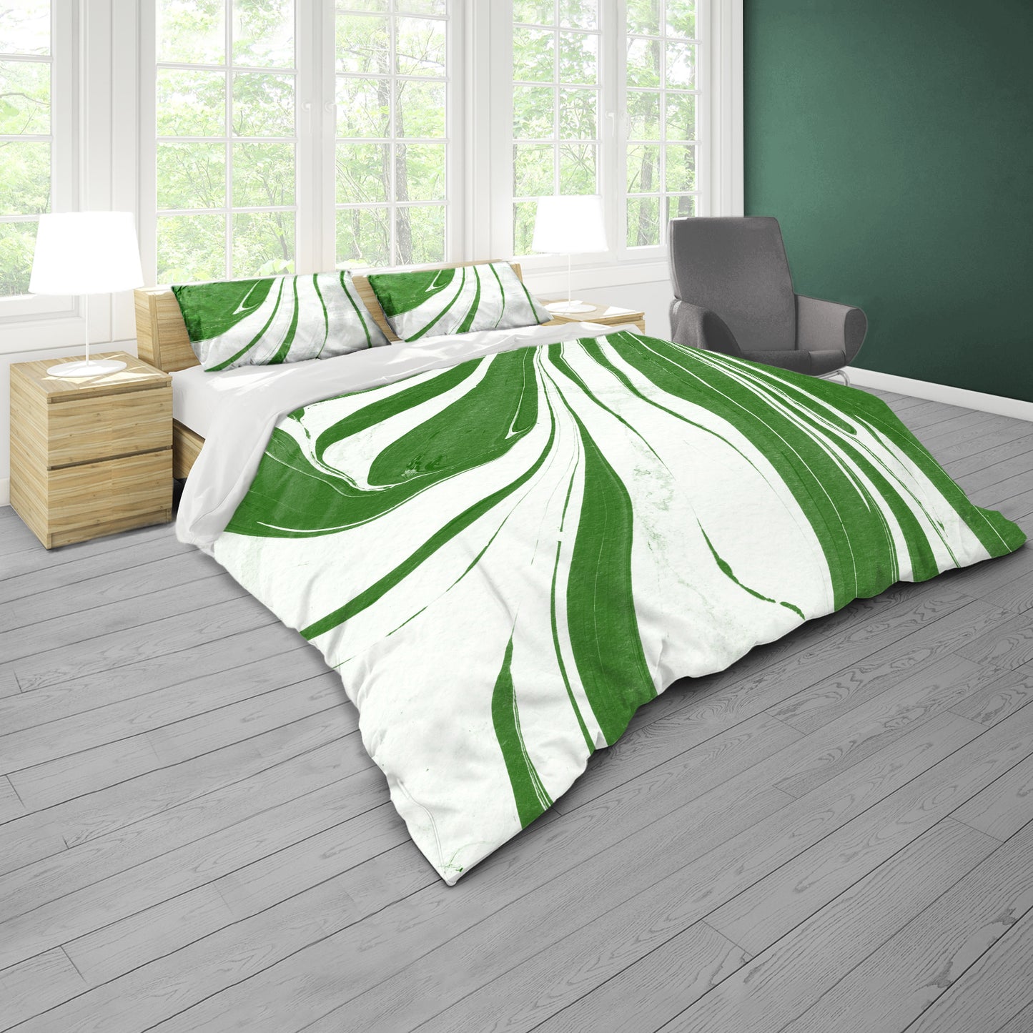 Green Marble Duvet Cover Set