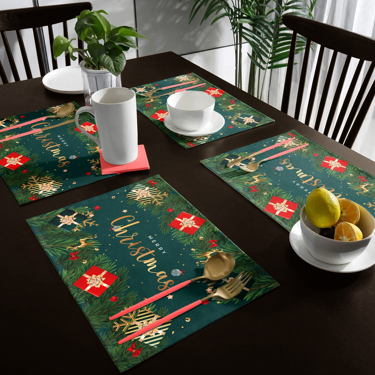 Green Merry Christmas Placemats