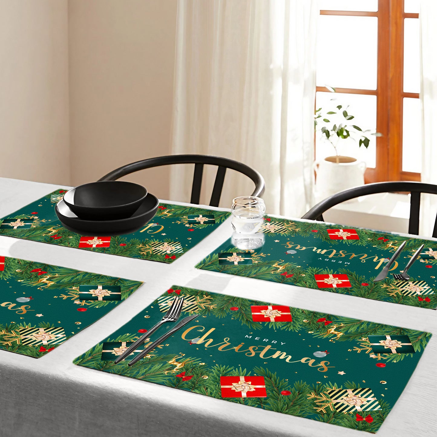 Green Merry Christmas Placemats