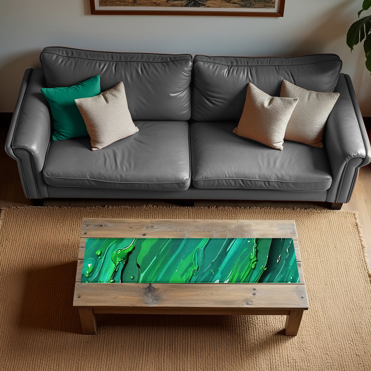 Green Paint Splash 160cm Table Runner