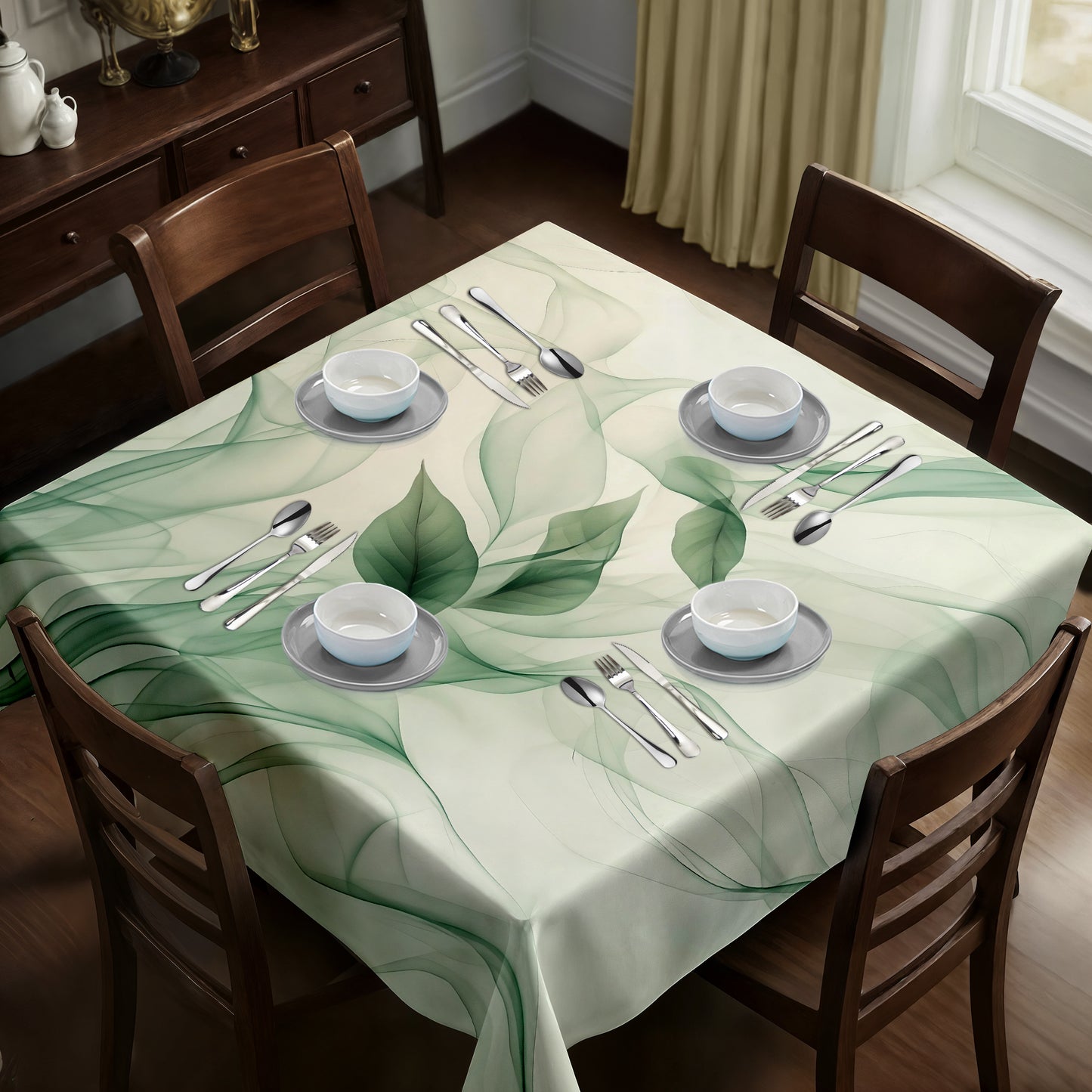 Green Silk in the Wind Square Tablecloth