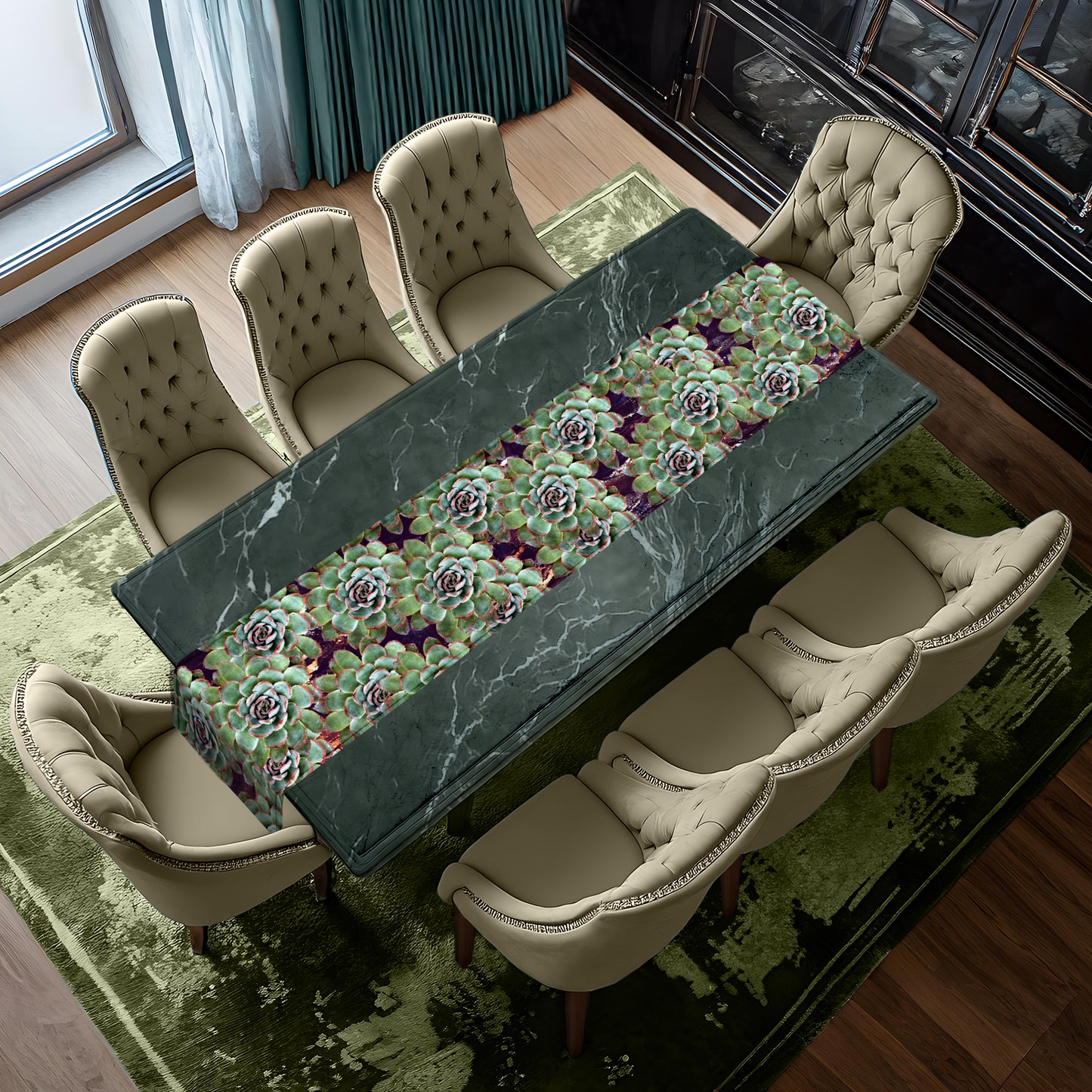 Green Succulents Table Runner By Mark van Vuuren