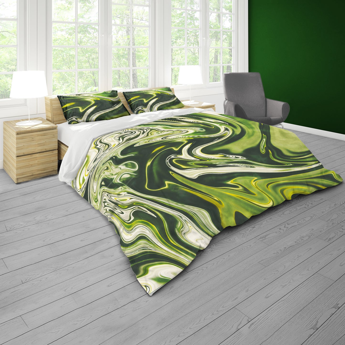 Green Swirl Duvet Cover Set