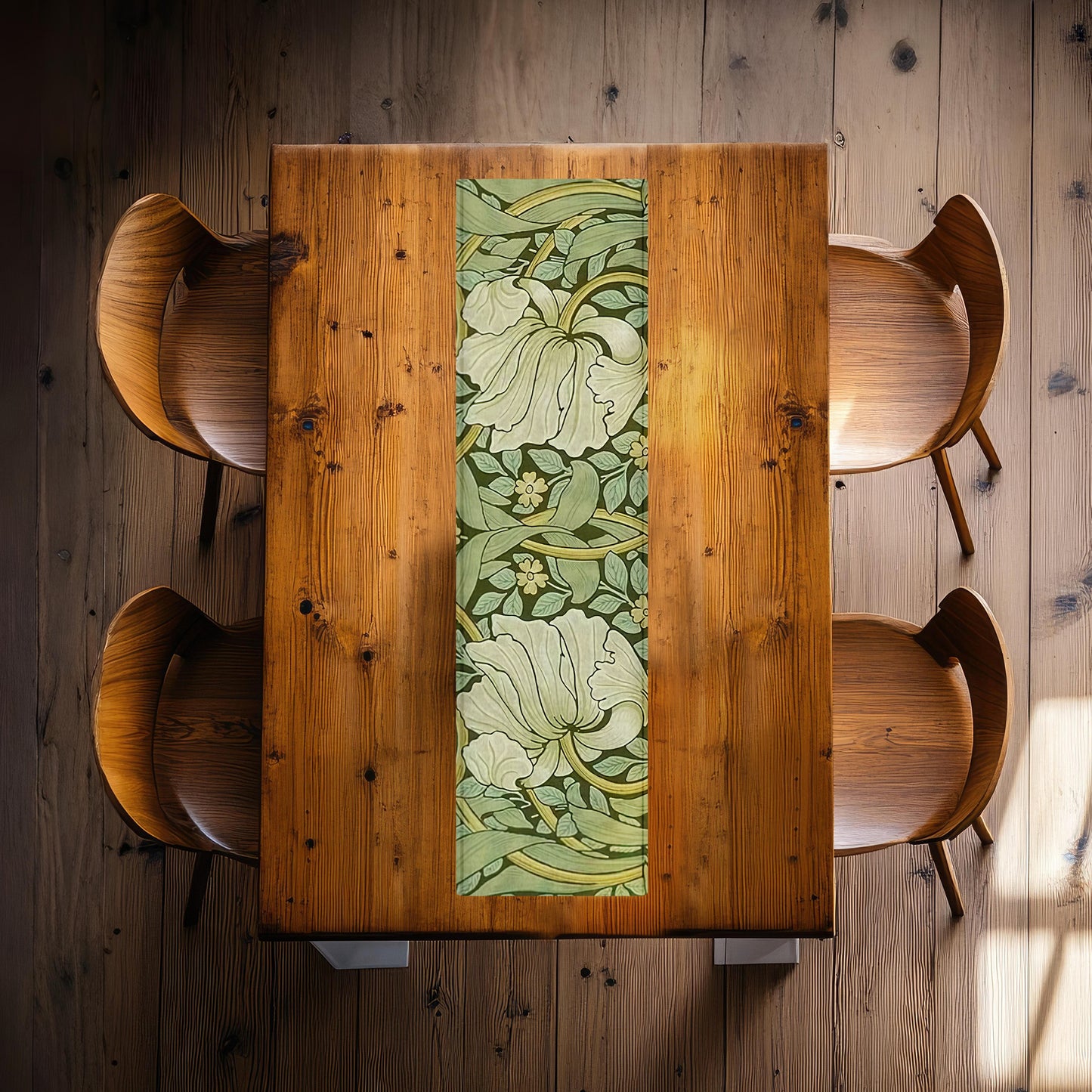 Green White Floral Jungle 160cm Table Runner