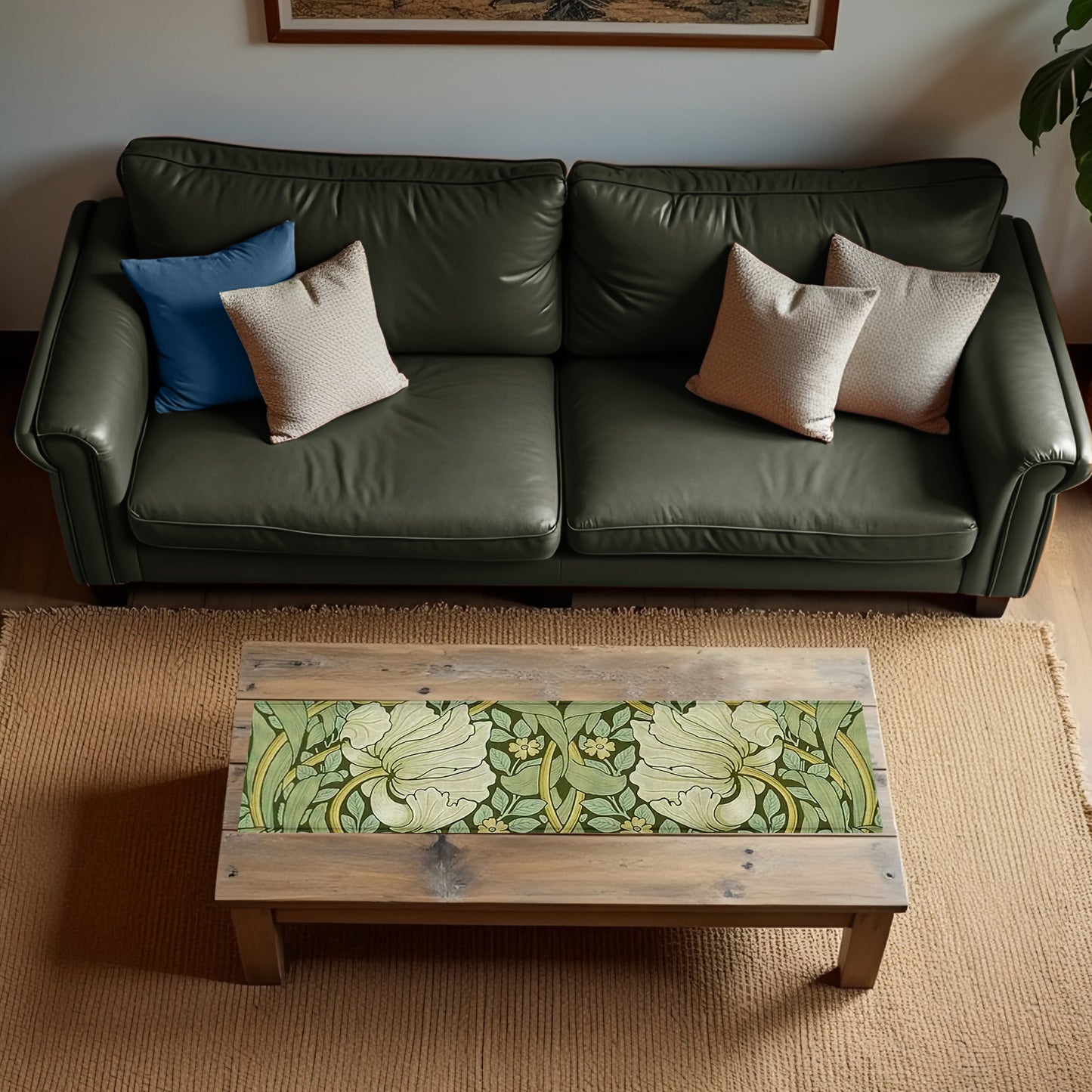 Green White Floral Jungle 160cm Table Runner