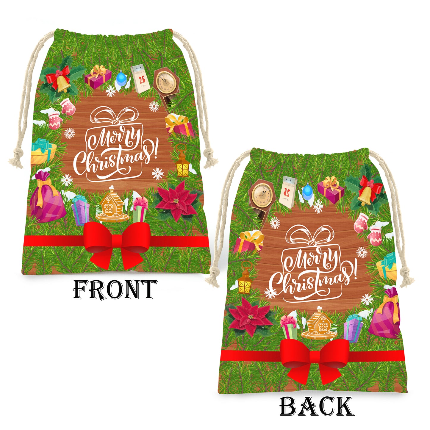 Green Wreath Gift Bag (Set of 3)