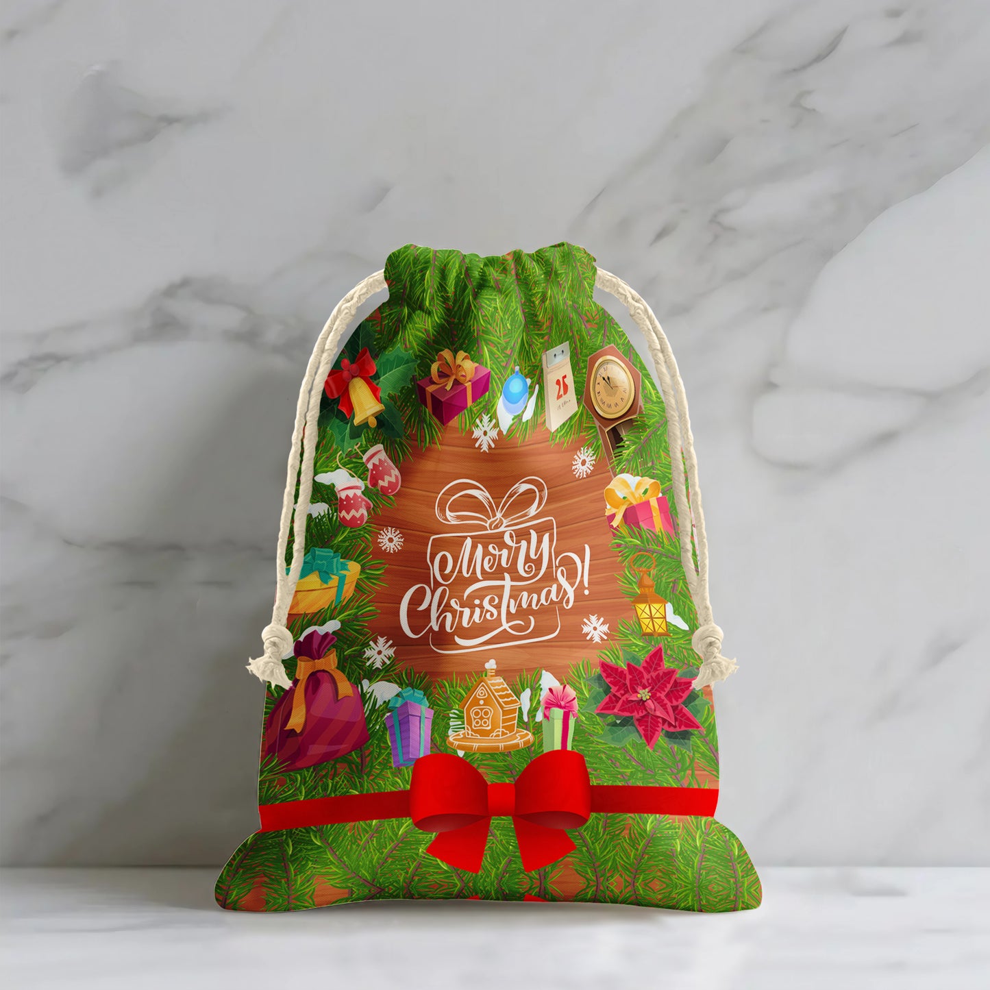 Green Wreath Gift Sack