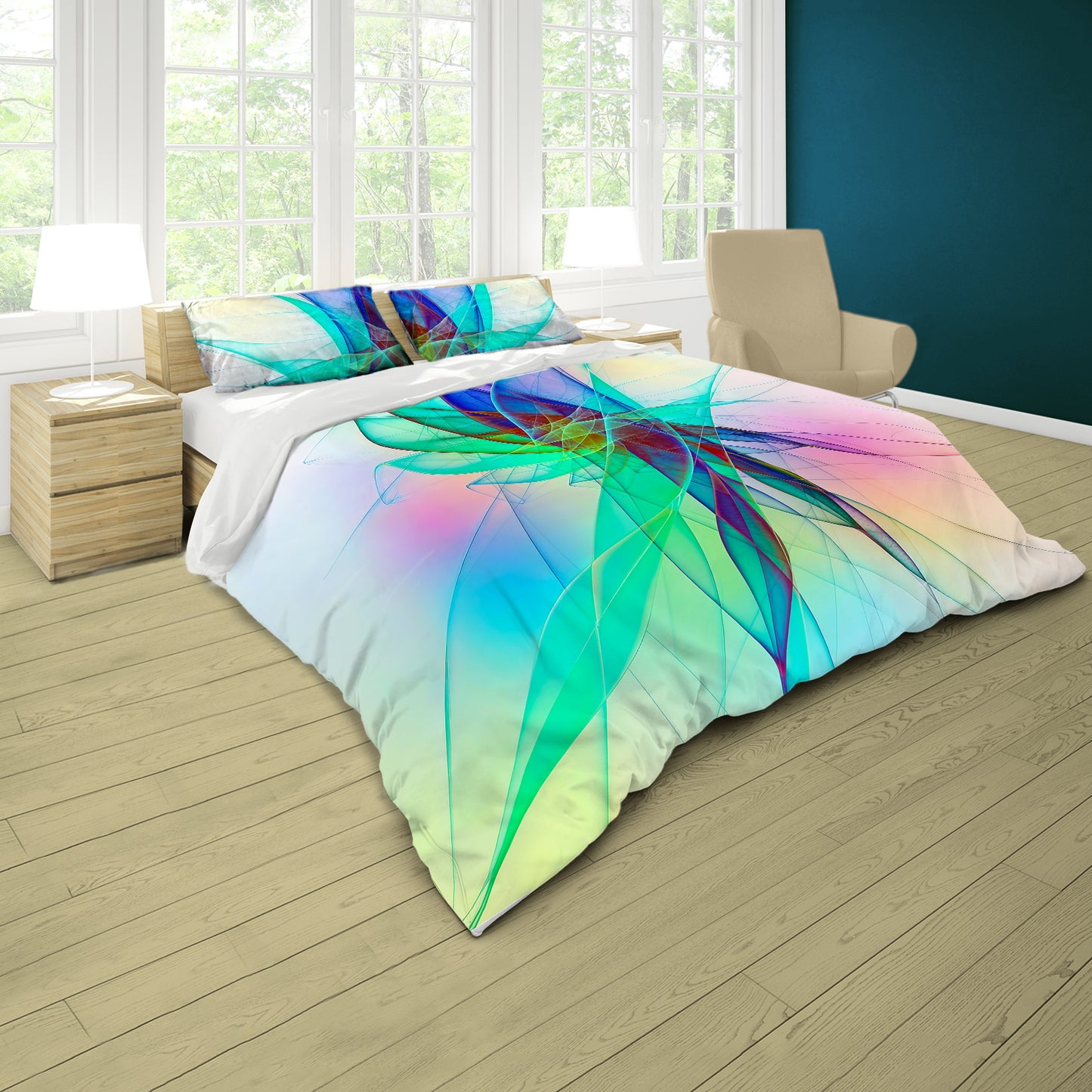 Green and Blue Sharpies Duvet Cover Set