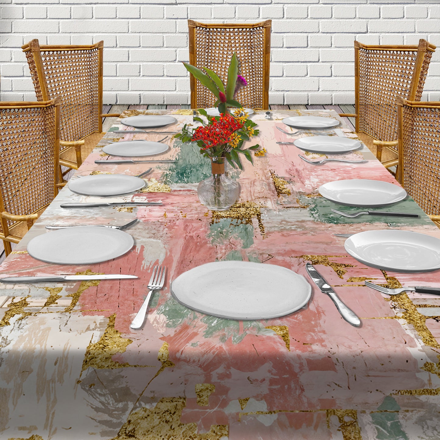 Green and Pink Combo 3m Rectangle Tablecloth