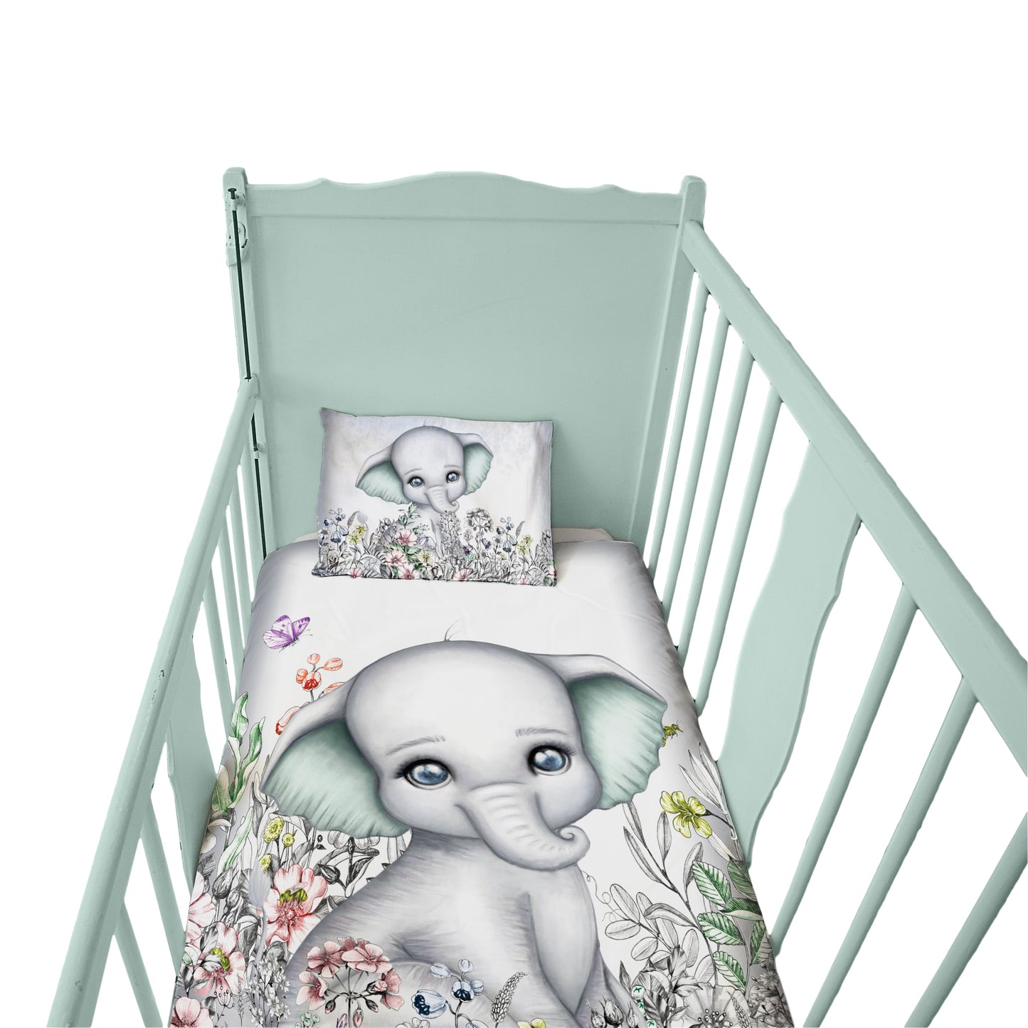 Grey Elephant Cot Duvet Set