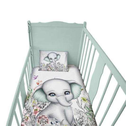 Grey Elephant Cot Duvet Set