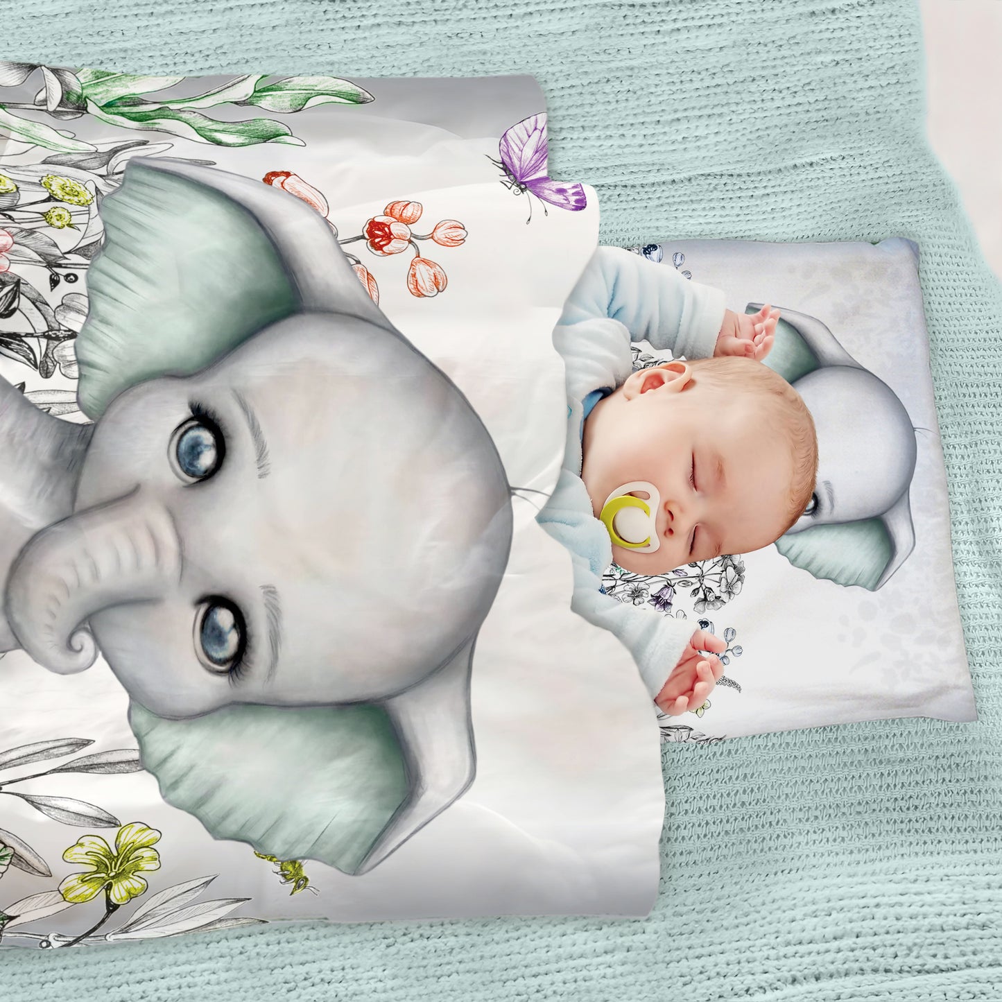 Grey Elephant Cot Duvet Set