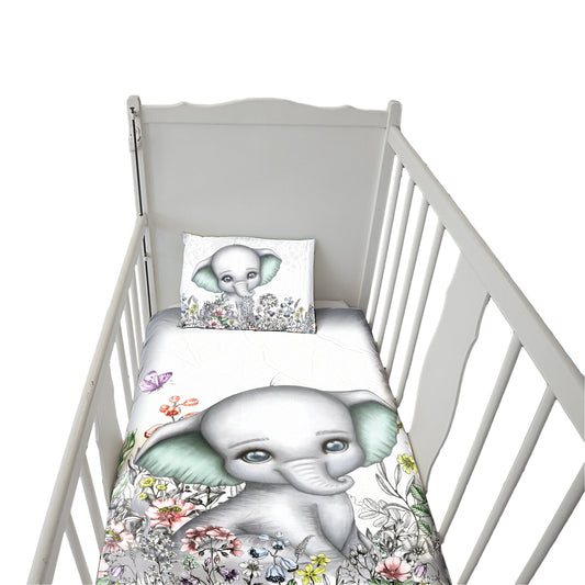 Grey Elephant Cot Duvet Set