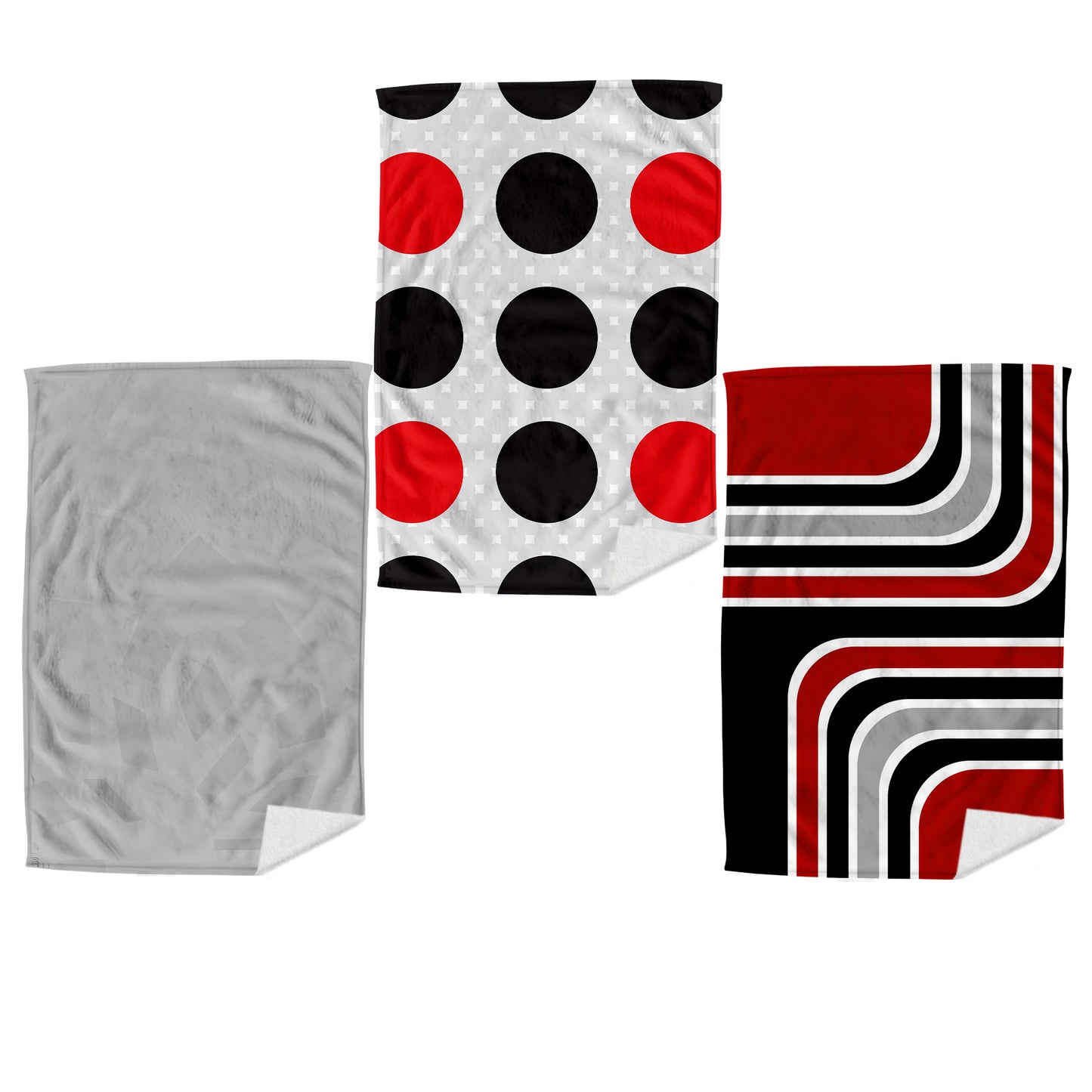 Grey Red Black Dish Cloth (Set of 3)
