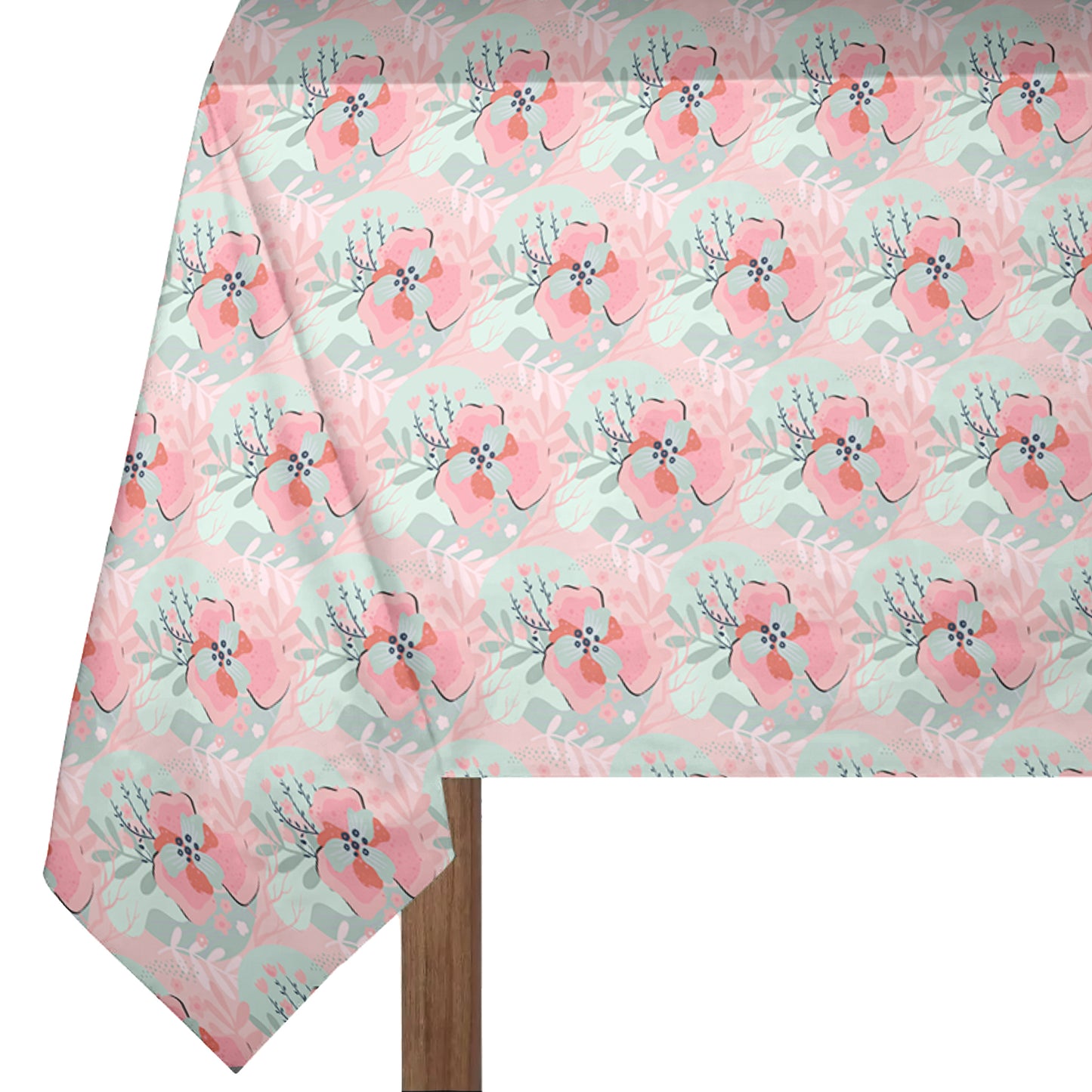 Grey and Rose Pink Floral Illustration 3m Rectangle Tablecloth