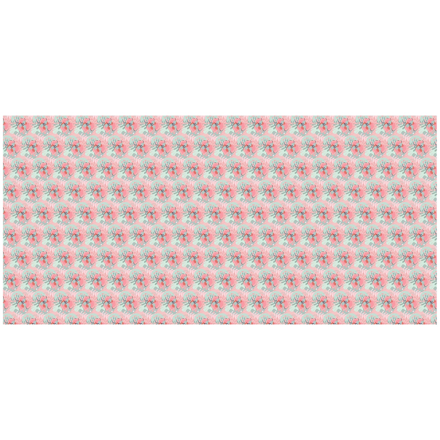 Grey and Rose Pink Floral Illustration 3m Rectangle Tablecloth