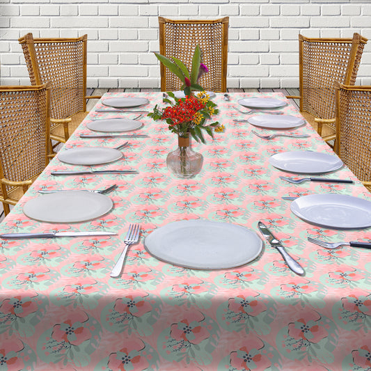 Grey and Rose Pink Floral Illustration 3m Rectangle Tablecloth