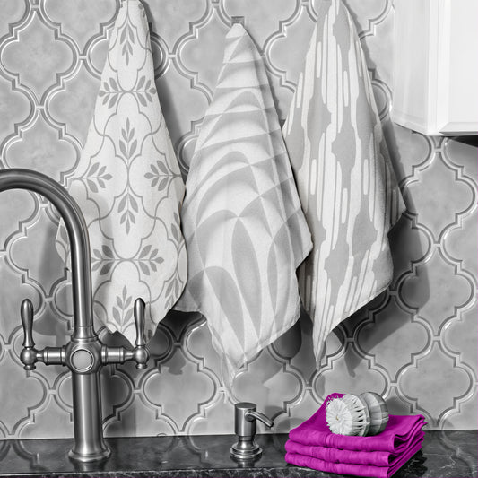 Grey on White Dish Cloth (Set of 3)