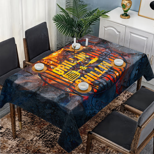 Grilln Chilln Rectangle Tablecloth