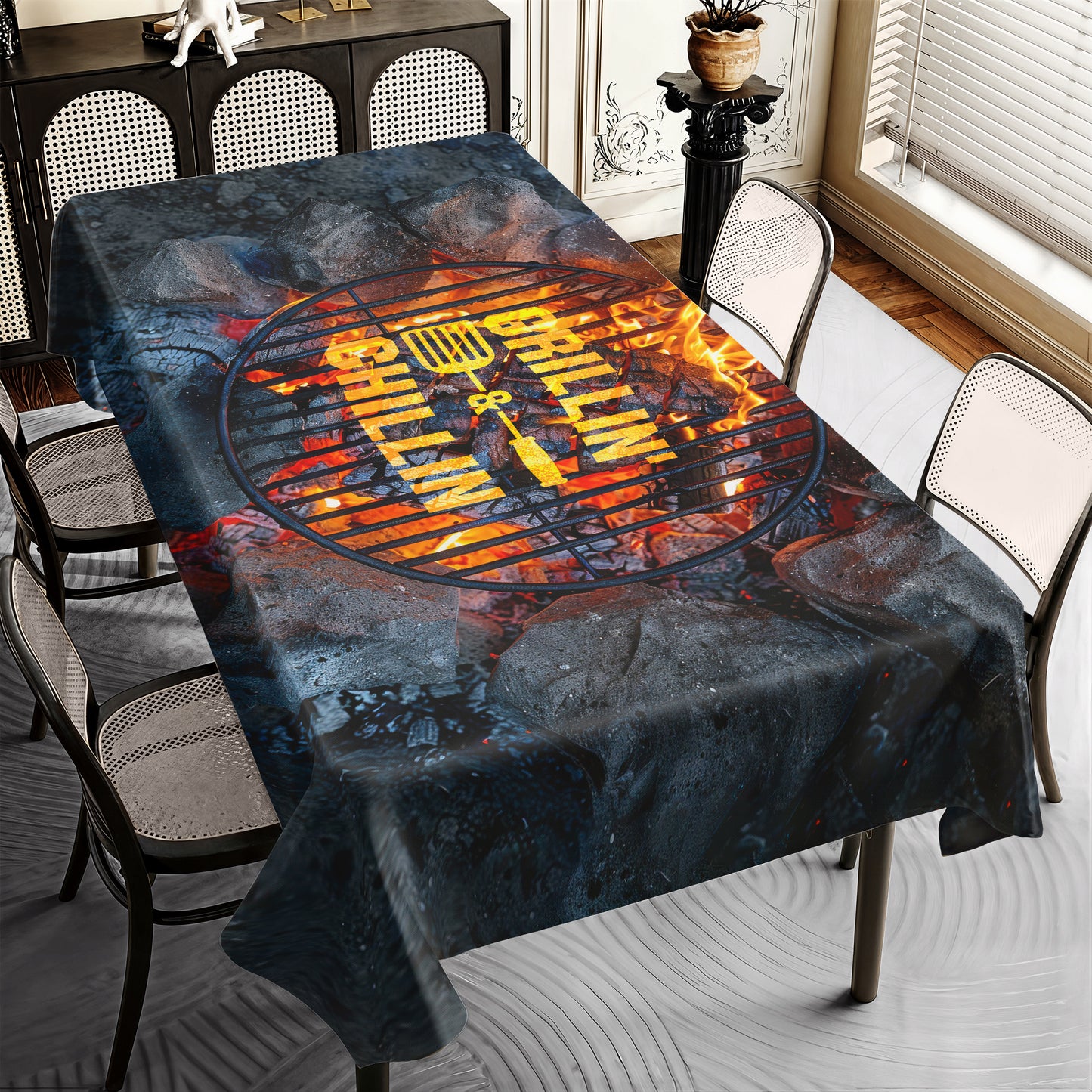 Grilln Chilln Rectangle Tablecloth