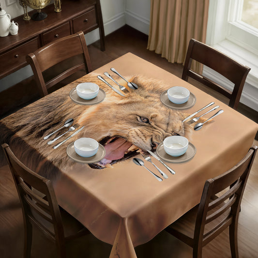 Growling Lion Square Tablecloth By Fanie Heymans