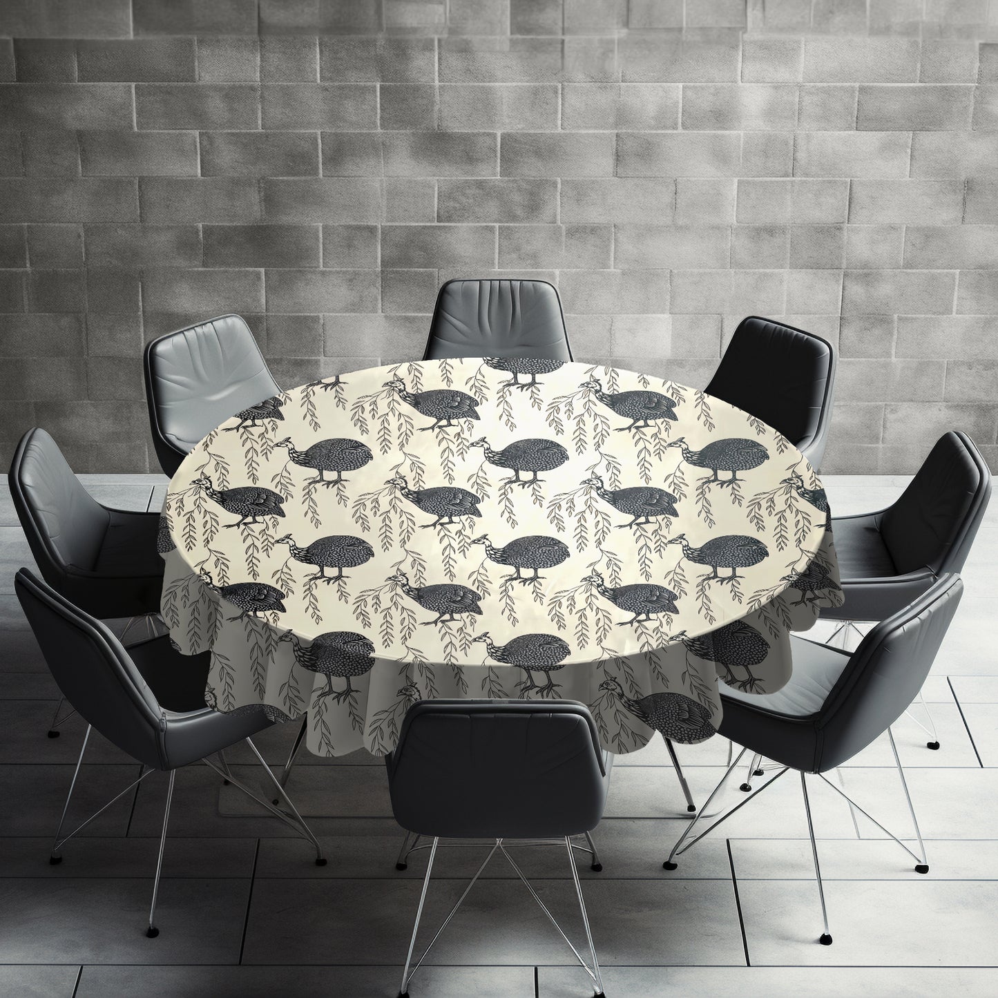 Guinea Fowl Round Tablecloth