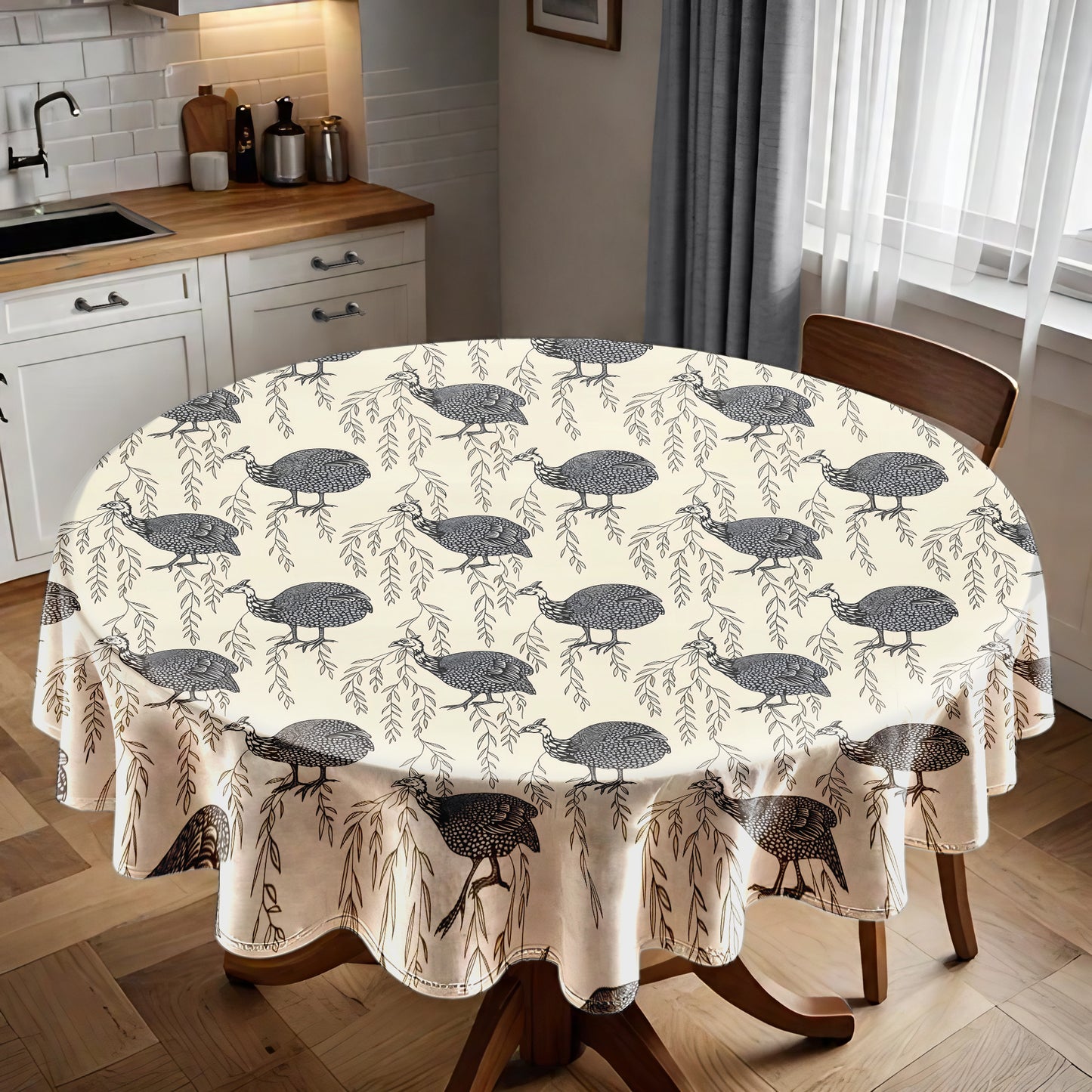 Guinea Fowl Round Tablecloth